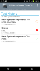 Service Center Android Test History