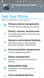 PC-Doctor Service Center Diagnostics Screen