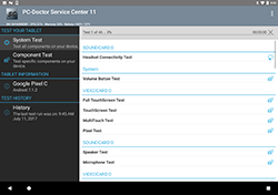 PC-Doctor Service Center Diagnostics Screen