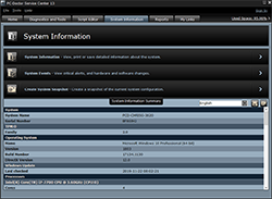 PC-Doctor Service Center System Information Screen