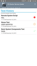 PC-Doctor Service Center History Screen
