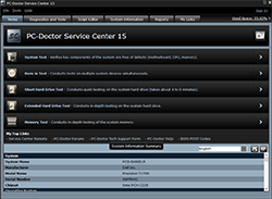 PC-Doctor Service Center Home Screen