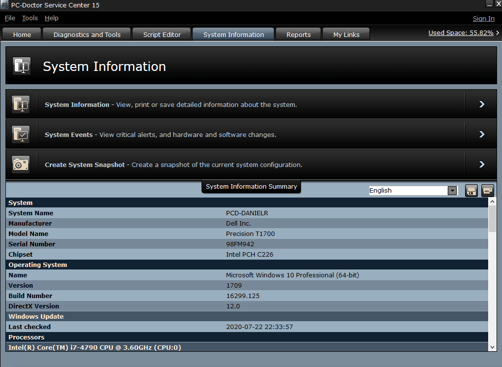 Service Center System Information